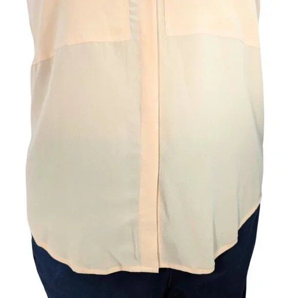 Max Studio Large NWT Sleeveless Peach Silk Collared Blouse - Picture 5 of 9